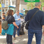 El líder de UP,Joan Caball, en el centro en la movilización de payeses de UP en  Girona.