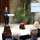 Pere Aragonès participó ayer en el acto del Día de Europa con representantes de la Comisión Europea.