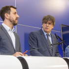 Comín, Puigdemont y Ponsatí el pasada miércoles tras conocerse la sentencia del TGUE. 