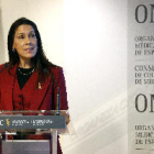 La metgessa portuguesa Filipa Lança durant la roda de premsa celebrada aquest dilluns a Madrid per a presentar les dades de 2022 sobre agressions a metges.
