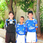 Joel Mur, Josep Maria Robles y Sergio Busquets, en la UE Lleida.