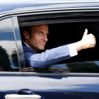Emmanuel Macron, ayer, confiado en la victoria.