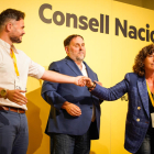 Oriol Junqueras, junto a Gabriel Rufián y Teresa Jordà.