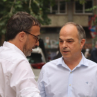 El secretario general de Junts, Jordi Turull, y el portavoz Josep Rius después de la ejecutiva del partido.