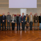 Exrectores de las universidades catalanas y el conseller Joaquim Nadal, ayer en la UdL.
