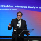 El expresidente Mariano Rajoy ayer durante un acto en Madrid. 