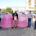 Presentación ayer de la campaña de Ecovidrio en Mollerussa por el Día contra el Cáncer de Mama. 