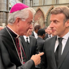 Joan-Enric Vives i el també copríncep d’Andorra Emmanuel Macron, al funeral de la reina.