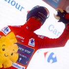 El belga Remco Evenepoel, ayer en el podio tras la etapa.