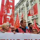 La protesta d’ahir dels treballadors de Renfe.