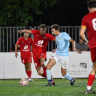 Una acció del partit entre l’Alpicat i l’Alguaire.