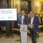 Pueyo i Postius duranta la presentació del Pla de l'Estació.