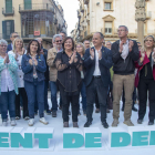 Perelló y Turull, en el centro, durante el acto de campaña de ayer. 