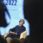 El expresidente del Gobierno y presidente de la Fundación FAES, José María Aznar, durante la clausura del campus FAES "Europa después de la invasión rusa de Ucrania", este viernes en Madrid