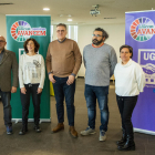 Los líderes de la UGT en Lleida posando durante el encuentro.