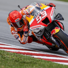 Marc Márquez, ahir durant la primera jornada d’entrenaments lliures al circuit de Sepang.