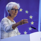 Christine Lagarde, després de la reunió del BCE, ahir.