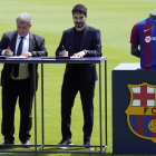 Joan Laporta Gündogan, ayer durante la presentación del fichaje azulgrana.