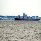 Imagen de un carguero de grano ucraniano en el puerto de Odesa.