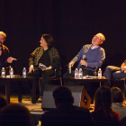 Carles Porta, Anna Sàez, Juan Cal y Eulàlia Pagès, en la presentación ayer de la novela ‘Crim al bancal’.