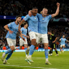 Los jugadores del City festejan la clasificación para la final.