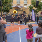 La banda Hip Horns Brass Collective, ayer en la pista de la Panera.