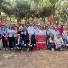 Una representación del PSC de Lleida, ayer en la Festa de la Rosa.