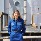 Carla Conejo, davant de la nau de la MDRS