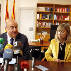 El president del TSJC, Jesús María Barrientos, i la presidenta de l'Audiència de Lleida, Lucía Jiménez, atenent els mitjans de comunicació en un recés de la reunió de la Sala de Govern del TSJC.

Data de publicació: dimarts 25 d'octubre del 2022, 14:16

Localització: Lleida