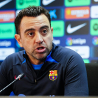 Xavi, durante su comparecencia ayer ante los medios.