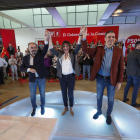 Sánchez, con Lambán y la candidata socialista a la alcaldía.