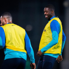 Ousmane Dembélé ahir durant l’entrenament del Barça.