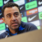 Xavi Hernández, ayer durante la rueda de prensa previa al partido.