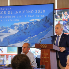 El president del COE, Alejandro Blanco, dimarts a la sala de premsa de l'organisme olímpic.