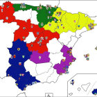 Mapa de la probable distribució dels cinc grups de la Segona RFEF 2023-24.