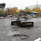 Una gasolinera ucraniana destruida tras un ataque ruso. 