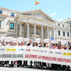 Protestes contra la llei davant del Congrés el 26 de maig passat.