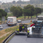 Imagen de las obras en la autovía A-2 entre las salidas de Balaguer y Corbins el pasado lunes. 