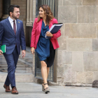 Pere Aragonès ayer junto a la consellera de la Presidencia, Laura Vilagrà.