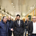 Roger Torrent, ayer, en las instalaciones de Condis en Mercabarna.