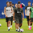 Xavi, durante un entrenamiento de esta pretemporada.