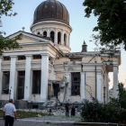 La catedral de la Transfiguración de Odesa fue dañada por los bombardeos rusos de ayer.