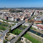 Imagen virtual de cómo sería el centro comercial propuesto por Smart Habent y su integración en la trama urbana de Lleida. 