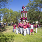 Els Castellers de Lleida, el mes d’agost passat a Alpicat.