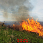 Un efectivo del EPAF luchando contra las llamas. 