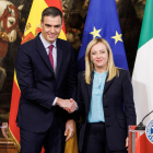 Pedro Sánchez i Giorgia Meloni, ahir a Roma.