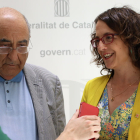 Los consellers Joaquim Nadal y Tània Verge en una atención a los medios.