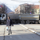 Dos dels camions que bloquejaven un pas fronterer.