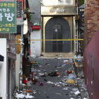 Imagen de la calle donde se inició la estampida mortal en Seúl.