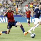 Abel Ruiz, autor del gol, en una acció del partit.